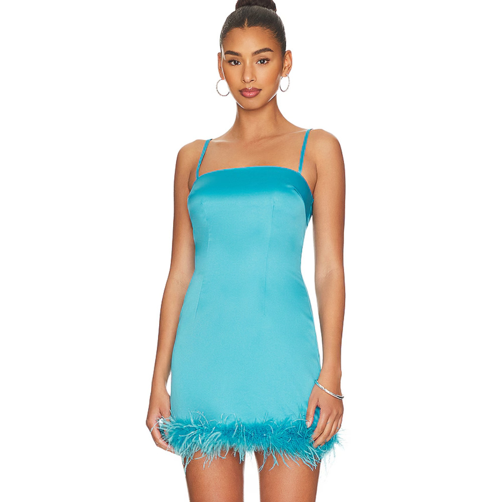 MORE TO COME Maliah Shift Cami Dress in Blue NWT Size Small